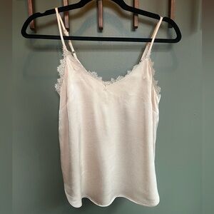 Light pink Anthropologie lace-trim cami, size xs.